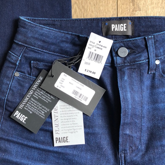 NWT Paige Femme High Rise Crop Mini Boot Jeans Size 28 Lumiere Color - Picture 4 of 9